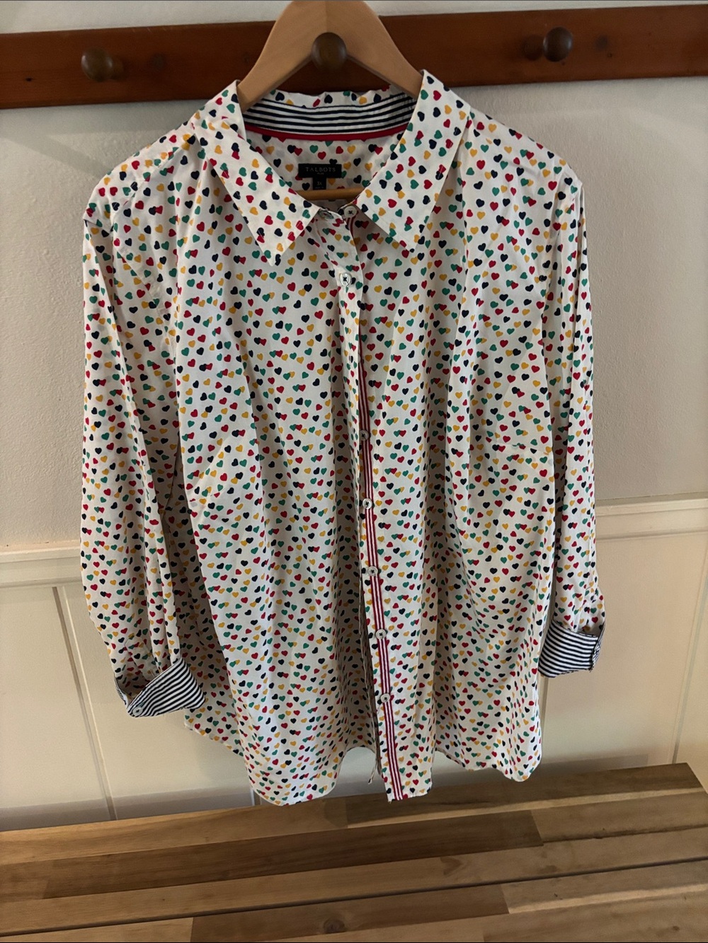 Talbots Heart Print Button Down Shirt Size 3X Like New